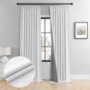 Cniuyhi White Linen Textured Pinch Pleated Curtains 84 Inch Length Full Blackout Back Tab Curtains, Energy Saving Patio Door Pleated Drapes with Hooks for Bedroom Living Room, 50" x 84", 1 Panel