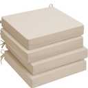 UNIKOME Outdoor Chair Cushions Pack of 4, Water Resistant Patio Cushions with Ties, High Density Sponge Filling Square Corner Seat Cushions for Outdoor Furniture, 18.5"*16"*3", Beige