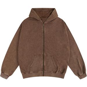 Mens Zip Up Hoodie Women Full Zip Hoodies Vintage Acid Wash Oversized Sweatshirts Hooded Sweatshirt Streetwear (X-Large, Sandy)