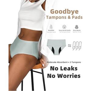 TIICHOO Period Underwear Heavy Flow High Waisted Period Bikini Panties Leakproof Underwear Briefs Pack of 3, XL