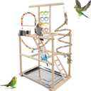 Bird Playground, Parrots Playstand for Small to Medium Birds, Perch Stand with 3 Ladders Playgym with Rope Perch, Swings Feeder Cups Bird Cage Accessories for Conure Cockatiel Lovebirds