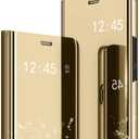 for Samsung Galaxy Z Fold 7 Case Clear View Makeup Mirror, Slim Phone Case, with Kickstand Leather for Galaxy Z Fold 7 Phone Case, Luxury Clear View Cover for Samsung Fold7 View