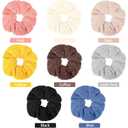 Chuangdi 8 Pieces Large Microfiber Hair Towel Scrunchies, Soft Heatless Fuzzy Hair Drying Hair Ponytail Holder for Wet and Dry Hair, 8 Colors (Classic Colors, White, Gray, Yellow, Orange, Blue)