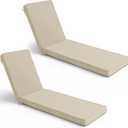 Summsun Chaise Lounge Cushions Outdoor Set of 2 - Waterproof and Fade Resistant Sun Lounger Replacement Cushion - Patio Lounger Pads with Removable Cover for Pool, Deck, Lawn, 72 x 21 x 3 Inch, Cream, 72" x 21" x 3" | 2 Pack