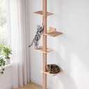 80.3" Tall Cat Tree for Wall, 5 Tier Floor to Ceiling Cat Tree, Adjustable Wall Mounted Cat Tree with 15.7" Top Perch Bed for Large Adult Cats