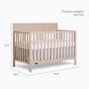 Dream On Me Ivy 5-in-1 Convertible Full-Size Baby Crib in Almond Butter, GreenGuard Gold & JPMA Certified, 3 Mattress Heights, Converts to Toddler, Day & Full-Size Bed, Safe & Stylish Nursery, 54.5"L x 29.3"W x 42.3"H