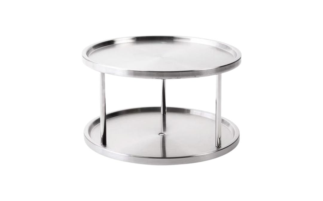 Estilo Stainless Steel 2-Tier Spice Rack Lazy Susan Organizer | 360-Degree Racks for Inside Cabinets | Rotating/Spinning Storage | Food, Kitchen, Pantry, Medicine
