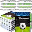 Resurhang 24 Pcs 12 Sets Soccer Party Favors Birthday Supplies School Stationery Bulk 5.5 x 4.3'' Soccer Spiral Notebook Ballpoint Pens for Coaching Supplies Coach Gift Team Party Players Sports Lover