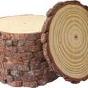 10 Pcs 8-9 Inch Unfinished Wood Slices for Centerpieces,Natural Wood Rounds for Crafts Rustic Wedding and Table Decorations,Wooden Discs with Tree Bark,Ideal for Crafts,Painting,and Holiday Decor