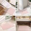TYUU Pink Bathroom Rugs Non Slip Washable, Super Absorbent Thin Bath Mat Small Quick Dry Low Pile Bathroom Rug, Pink 16"x24"