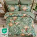Floral Comforter Set Queen Bed in a Bag Set,7 Pieces Green Floral Comforter and Sheet Set,Soft Microfiber Bedding Sets for All Seasons (Green,90"X90")