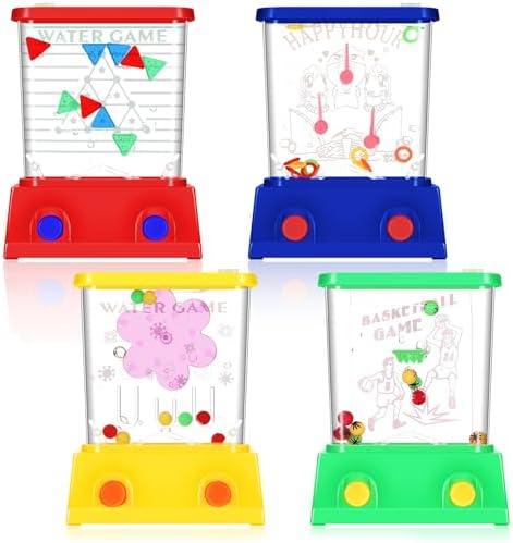 Gejoy 4 Pieces Water Games Handheld Water Ring Toss Handheld Game Mini Retro Games Pastime Toys Car Toys Birthday Party Favor for Kids Children Gifts(Modern Style)