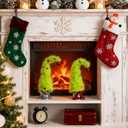 Set of 2 Lime Green Christmas Table Tree - 17Plush Griinchs Style Christmas Tabletop Mini Tree Decorations with Red Balls, Indoor Xmas Home Decor for Table Office Mantle