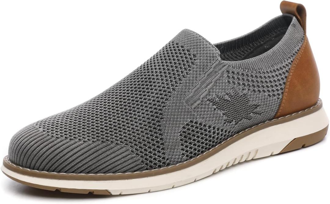 DECARSDZ Men's Loafers Casual Slip On Shoes Knit Mesh Fabric Shoe C021 (8.5 Wide, Gray Black)