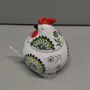 Frezonika Ceramic Salt Cellar with Lid and Spoon, 13 OZ Large Chicken Salt Jar, Salt Holder for Counter, Coffee, Sugar, Spices and Candies, Salt Containers for Countertop (Green)