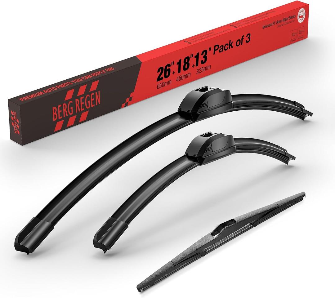 BERG REGEN 26"+18" Windshield Wiper Blades with 13" Rear Automotive Replacement Set for Kia Sedona 2015 2016 2017 2018 2019 2020 2021, Kia Telluride 2021 2022 2023 Genuine OEM Quality (Set of 3)