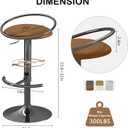 Bar Stools Set of 2, Adjustable Swivel Counter Height Barstools with Upholstered Seat, PU Leather Counter Stools for Bar, Kitchen Island, Dining Room, Gloss Black