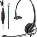 Wantek Corded Telephone Headset Mono w/Noise Canceling Mic for Avaya Aastra Allworx Adtran Alcatel Lucent AltiGen Comdial Digium Gigaset InterTel Mitel Plantronics MiVoice Landline Deskphones(F600S1)