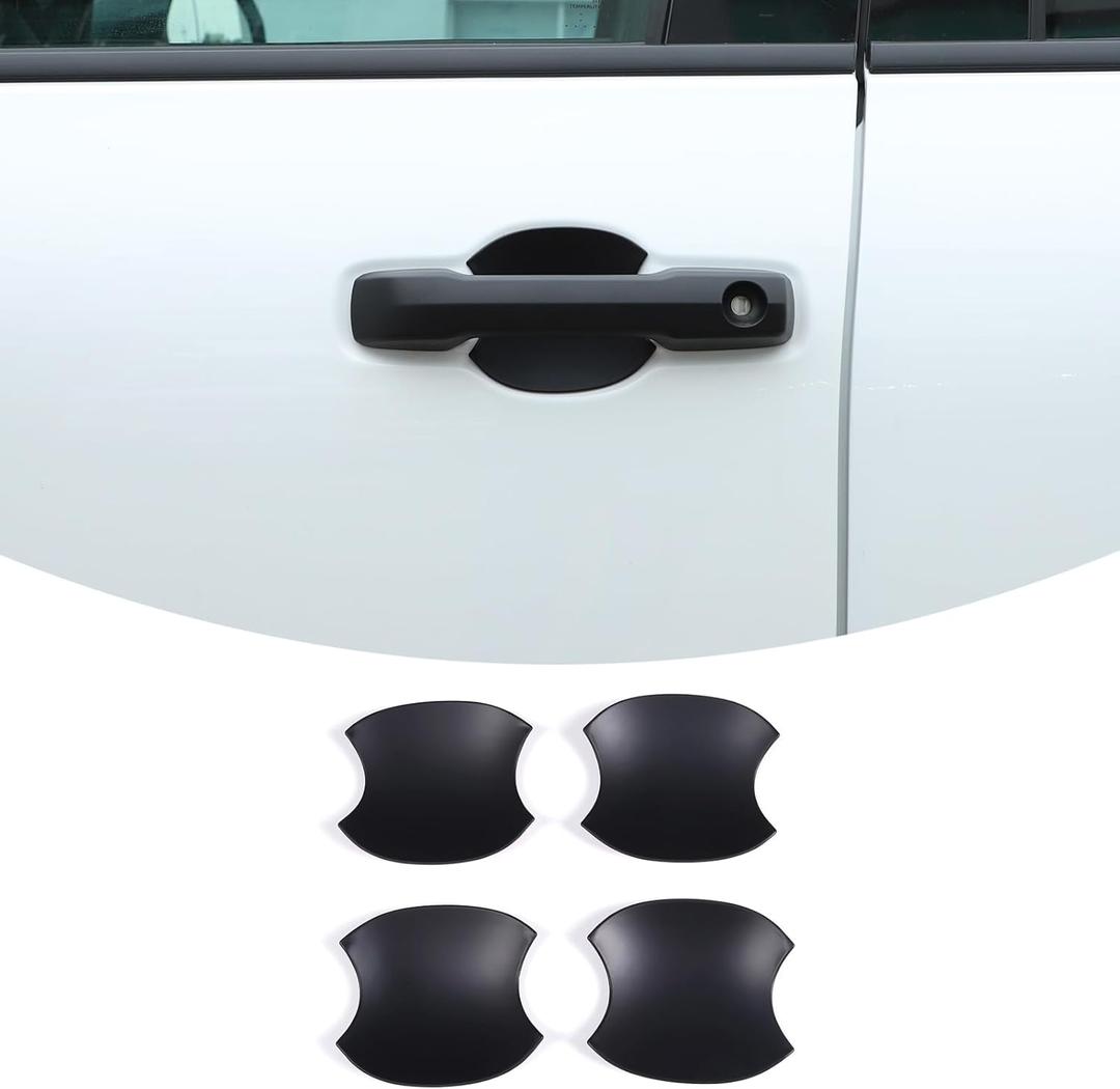 Car Exterior Door Handle Bowl Cover Trim Compatible with Toyota Tundra 2022+/Sequoia 2023+/Tacoma 2024+/4Runner 2025+, Front Rear Door Grab Pull Handle Cup Bowl Scratch Protector Sticker Accessories (Matte Black)