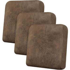 Couch Cushion Covers Leather-Look 3PC Stretch Sofa Seat Slipcover Sets for Living Room Individual Sofa Cushion Cover Couch Seat Protectors, Pet-Friendly, Non-Slip, Easy Fit - Light Brown