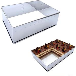 Adjustable Rectangle Mousse Cake Ring Mold,Large Square Springform Stainless Steel Baking Mould,Tiramisu Frame Big Size Heavy Duty Baking Accessories