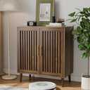 Buffet Cabinet with Storage Walnut Sideboard with Grille Doors&Adjustable Shelf, Wood Coffee Bar Storage Cabinet for Kitchen Living Room Entryway (31.5 Inch)