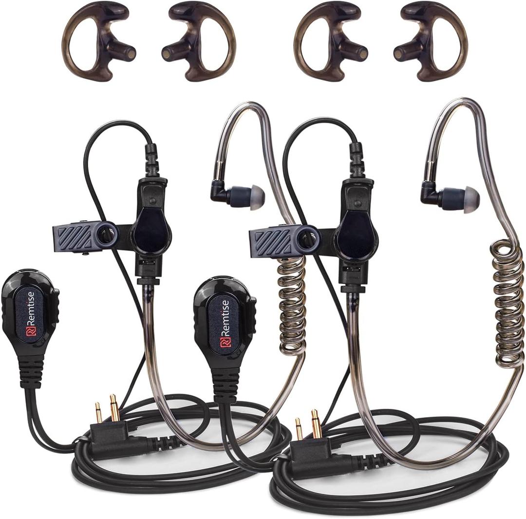 Acoustic Tube Earpiece with Mic for Motorola Walkie Talkies, Surveillance Headset and PTT Compatible with Motorola 2 Way Radios BPR40/CP/CLS/DTR/PR/RDU/RMU Series (Black)