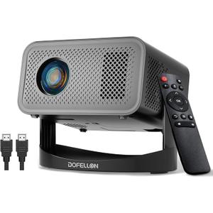 [Built-in Apps & 2026 Upgraded] Mini Projector with Wifi and Bluetooth Portable,Native 1080P 4K Support Auto Keystone Movie Projector Compatible with TV Stick/HDMI/USB, 360 for Bedroom, Outdoor Use