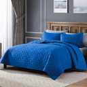 ClevaHome King Size Quilt for Royal Blue Bedspreads, Ultra Soft Lightweight Coverlet, Modern Diamond Pattern Quilt for All Seasons – 3 Piece Set (1 Quilt, 2 Pillow Shams)