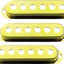 Guyker 3Pcs Single Coil Guitar Pickup Covers (52mm Pole Spacing), Copper Pickup Mounting Ring Set Guitar Accessories Replacement Part, (PS001, Gold)