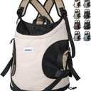 ETIAL Pet Dog Cat Carrier Front Chest Backpack, Hands Free Cross Shoulder Sling Bag with Padded Bottom & Safety Strap for Puppy Kitten Travel Hiking and Outdoor Use (8-18lbs,Brown)