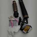 Round Hair Blow Dryer Brush - 1.2 Inch Ceramic Barrel Hair Dryer Brush for Short/Middle Hair, One Step Drying, Volumizing, Straightening and Styling, Negative Ionic Dryer Brush (Black-Golden, 1.2)