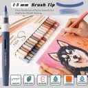 ROSYMENG Skin Tone Art Markers: 36 Colors Acrylic Paint Pen Set with Soft Brush Tip, Straight Liquid Quick-Dry Design, Drawing Supplies for Adult Coloring Books, Rock, Wood, Glass, Fabric