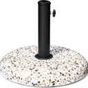 Patio Umbrella Base, 45lbs, Round Cobblestone Concrete Base, Heavy Duty Market Umbrella Stand for Outdoor, Lawn, Deck, Poolside