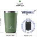 Ideus 20 oz Tumbler, Travel Coffee Mug with Splash Proof Sliding Lid, Double Wall Stainless Steel Vacuum Insulated Coffee Mug for Home and Office, Keep Beverages Hot or Cold, Avocado Green