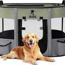 Foldable Dog Cat Playpen, Portable Dog Crate for Puppies, Cat, Puppy Play Pen for Indoors, Kennel Tent Crate for Indoor Outdoor Travel Camping Use with Carrying Case (Green, M)