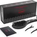 Hair Straightener Brush, Ceramic Ionic Straightening Iron Comb Anti-Scald, Best Soft Round Touch Body, Perfect for Professional Salon at Home (L)