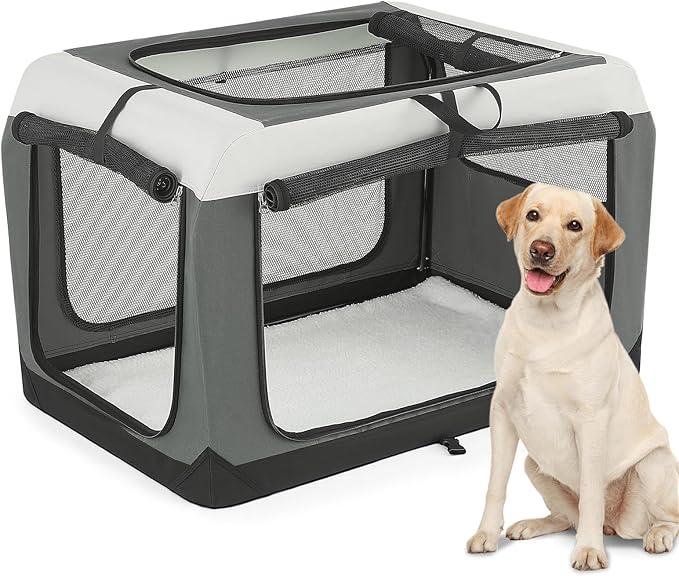 MoNiBloom 36 Inch Dog Crate for Large Medium Dogs, 3-Door Collapsible Dog Crate Foldable Pet Kennel w/Durable Mesh Windows for Indoor Outdoor Used MoNiBloom 36 Inch Dog Crate for Large Medium Dogs, 3-Door Collapsible Dog Crate Foldable Pet Kennel w/Durable Mesh Windows for Indoor Outdoor Used