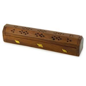 Prabhuji's Gifts Wooden Incense Burner - Incense Holder - Incense Box Burner for Cone Incense and Stick Incense - Handmade Wooden Box Made from Indian Rosewood - (Elephant)