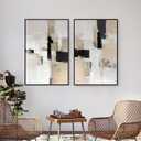 Zessonic Neutral Abstract Wall Art, Modern Textured Wall Decor, 24"x36"x2, 24" x 36" x 2 Panels Framed