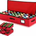 Capoda Christmas Ornament Storage Box, Stores 96 3" Ornaments, with Adjustable Dividers, 6 Removable Trays, Under Bed Ornament Organizer Storage Box Christmas Holiday Ornaments Containers Holder Red