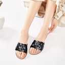 Ataiwee Women's Braided Flat Slide Sandals - Chic Summer Shoes with Round Toe and Cover Strap Detail, Easy Slip-On Design, Rubber Sole Strappy Sandals. (6, Black)