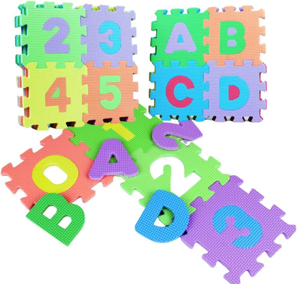 36 Pcs Kids EVA Mini Alphabet and Numbers, 2 in 1 Preschool Educational Learning Toys with Chunky ABC Puzzle Board, Alphabet Puzzle and Number Puzzle for Girls Boys Kindergarten