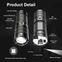 JINIU Rechargeable LED Flashlight, 10 Light Modes, Adjustable Zoomable Flashlight, Super Bright High Lumens, Tactical Flash Light, Hunting Deer, Blood Tracking, Fishing Essentials Gear (1 Pack) (Black)