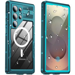 for Samsung Galaxy S25 Ultra Waterproof Case, [Fit for Magsafe] [IP68 Water Proof] [Built-in Screen Protector], Magnetic Heavy Duty Military Grade Rugged Phone Case for S 25 Ultra 6.9", Teal