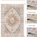 Washable Area Rug 8x10, Large Soft Rugs for Living Room Stain Resistant Non-Slip Backing Rugs for Bedroom, Vintage Clearance Large Area Rug (Turmeric/Grey,8'x10')