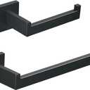 SHUNLI Black Toilet Paper Holder + Hand Towel Holder, 2 Pieces Bathroom Hardware Accessories Set, Towel Ring Towel Bar Wall Mounted, SUS304 Stainless Steel