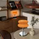Cordless Orange Mushroom Lamp, Mid Century Modern Glass Lamp 6000mAh Rechargeable Small Table Lamps, Cute Cool Desk Lamps for Living Bedroom Nightstand Home Decor Aesthetic