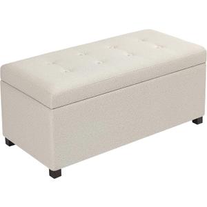 Homebeez Storage Ottoman Bench, End of Bed Rectangle Upholstered Bench, Tufted Foot Rest Stool for Bedroom, Living Room, Entryway, Beige