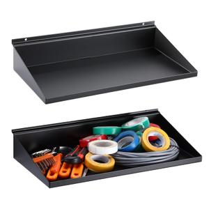 Briwooody 2 Pcs Slatwall Shelves 16 x 8 Inch Metal Slatwall Shelves Black Heavy Duty Wall Hanging Shelf Accessories for Garage Store Room Office Boutiques Retail Display Storage and Organization